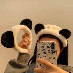 Cute Cartoon Plush Panda Ears Headband for Women Wide Hairband for Mask Applying Washing Face Autumn Winter Hair Accessories