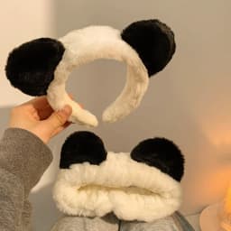 Cute Cartoon Plush Panda Ears Headband for Women Wide Hairband for Mask Applying Washing Face Autumn Winter Hair Accessories