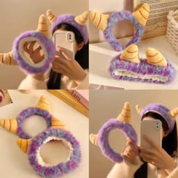 Purple Monster Plush Headband For Women Face Washing Hair Accessories Soft Hairband For Makeup Skin Care