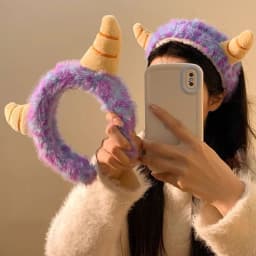Purple Monster Plush Headband For Women Face Washing Hair Accessories Soft Hairband For Makeup Skin Care