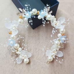 Handmade Pearl Flower Hair Band with Diamond Decoration Tassel for Women Party Wedding Hair Accessories