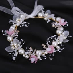 Handmade Pearl Flower Hair Band with Diamond Decoration Tassel for Women Party Wedding Hair Accessories