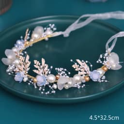 Handmade Pearl Flower Hair Band with Diamond Decoration Tassel for Women Party Wedding Hair Accessories