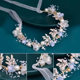 Handmade Pearl Flower Hair Band with Diamond Decoration Tassel for Women Party Wedding Hair Accessories