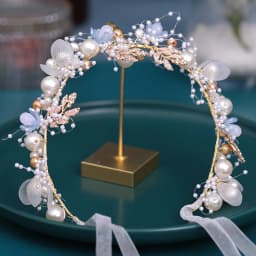 Handmade Pearl Flower Hair Band with Diamond Decoration Tassel for Women Party Wedding Hair Accessories