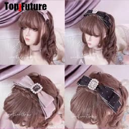 Jirai Kei Subculture Y2K GIRL Women's Harajuku Punk Goth Lolita Sweet Cool Pearl Wave Point Hair Hoop Headband Hair Band