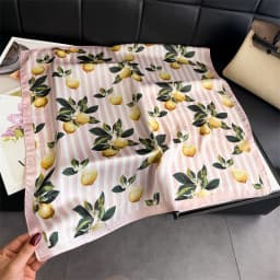 Lemon Silk Square Scarf Women Satin Shawl Wrap Hijab Female Hair Band Wrist Luxury Headkerchief 70*70cm Echarpe 2026 Bandana