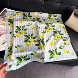 Lemon Silk Square Scarf Women Satin Shawl Wrap Hijab Female Hair Band Wrist Luxury Headkerchief 70*70cm Echarpe 2026 Bandana