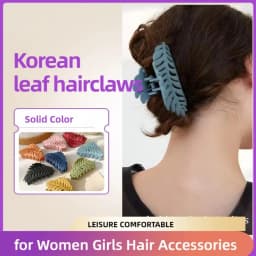 New Korean Matte Solid Color Leaf Claw Clip Crab Hair Claws Ponytail Hairpin for Women Girls Daily use Hair Accessories