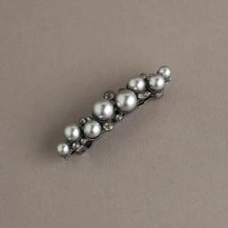 Elegant Grey Pearl Rhinestone Hair Clip High-end Women's Back of Head Half-tied Spring Clip Hairpin France Hair Accessories