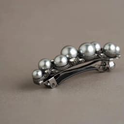 Elegant Grey Pearl Rhinestone Hair Clip High-end Women's Back of Head Half-tied Spring Clip Hairpin France Hair Accessories