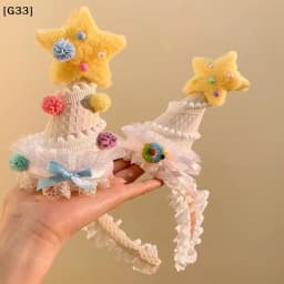 Cute Plush Yellow Star Birthday Hat Headband, Girl Heart Cake Hair Accessory for Birthday Party Photo[G33]
