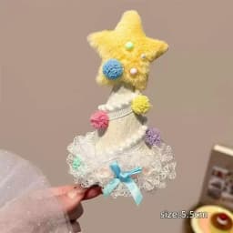 Cute Plush Yellow Star Birthday Hat Headband, Girl Heart Cake Hair Accessory for Birthday Party Photo[G33]