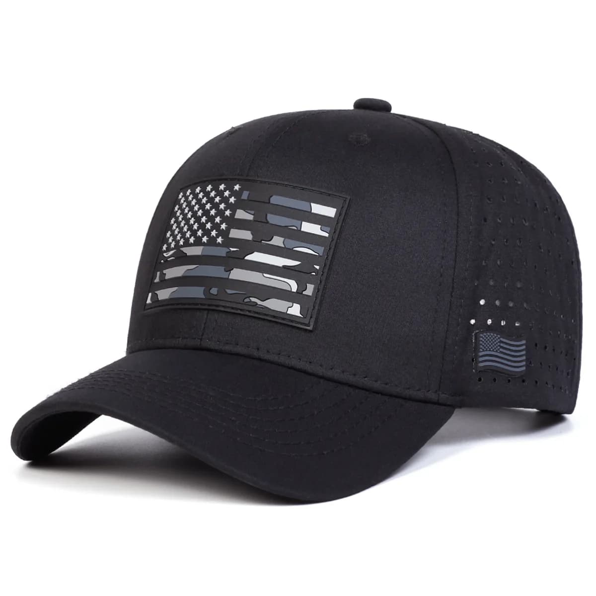 Fashion Patch American Flag Breathable Mesh Baseball Cap Suitable for Men for Outdoor Sports and Sun Protection
