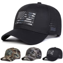 Fashion Patch American Flag Breathable Mesh Baseball Cap Suitable for Men for Outdoor Sports and Sun Protection