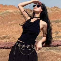 European and American vintage metal sunflower waist chain pendant, multi-layer high-end chain dress belt accessory