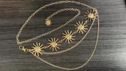European and American vintage metal sunflower waist chain pendant, multi-layer high-end chain dress belt accessory
