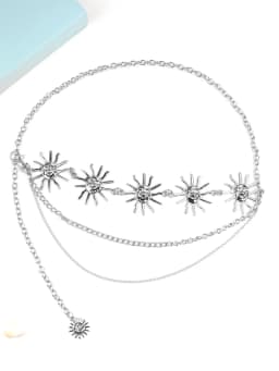 European and American vintage metal sunflower waist chain pendant, multi-layer high-end chain dress belt accessory