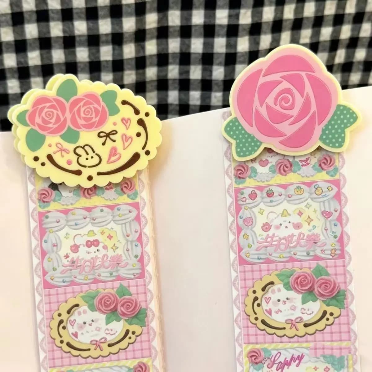 2Pcs Rabbit Animal Hair Clip Set for Women Cute Rose and Bunny Acrylic Barrettes Sweet Design Hairclips Jewelry