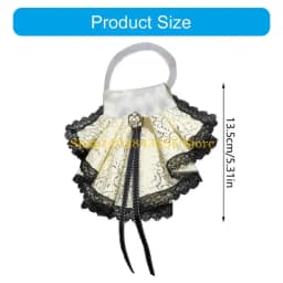 49MC Victorian Detachable Collar For Women Daily Outfit Formal Event with Ribbon Tie Decorative Collar for Costume Enhancer