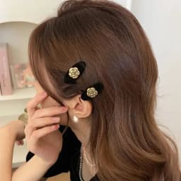 2 Pcs Cute Small Camellia Flower Hair Clips for Women French Elegant Flocking Duckbill Side Clip Hairpins Headwear Set