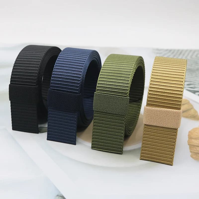 38mm Tank Pattern Nylon Woven Belt, 130-170cm Extended Strap, Durable Casual Waist Belt, Adjustable Daily Outdoor Body Accessory