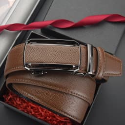New cross-border men's rubber-injected leather belt, business casual automatic buckle belt, cowhide trouser belt, business belt