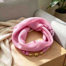 Magnetic Buckle Thin Chiffon Decorative Neck Scarf, Magnolia Print Neck Wrap, Lazy Scarf Quick Easy Fastening Neckerchief