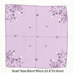 Magnetic Buckle Thin Chiffon Decorative Neck Scarf, Magnolia Print Neck Wrap, Lazy Scarf Quick Easy Fastening Neckerchief
