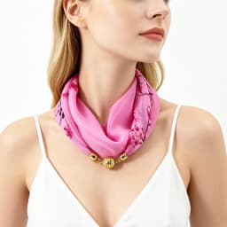 Magnetic Buckle Thin Chiffon Decorative Neck Scarf, Magnolia Print Neck Wrap, Lazy Scarf Quick Easy Fastening Neckerchief