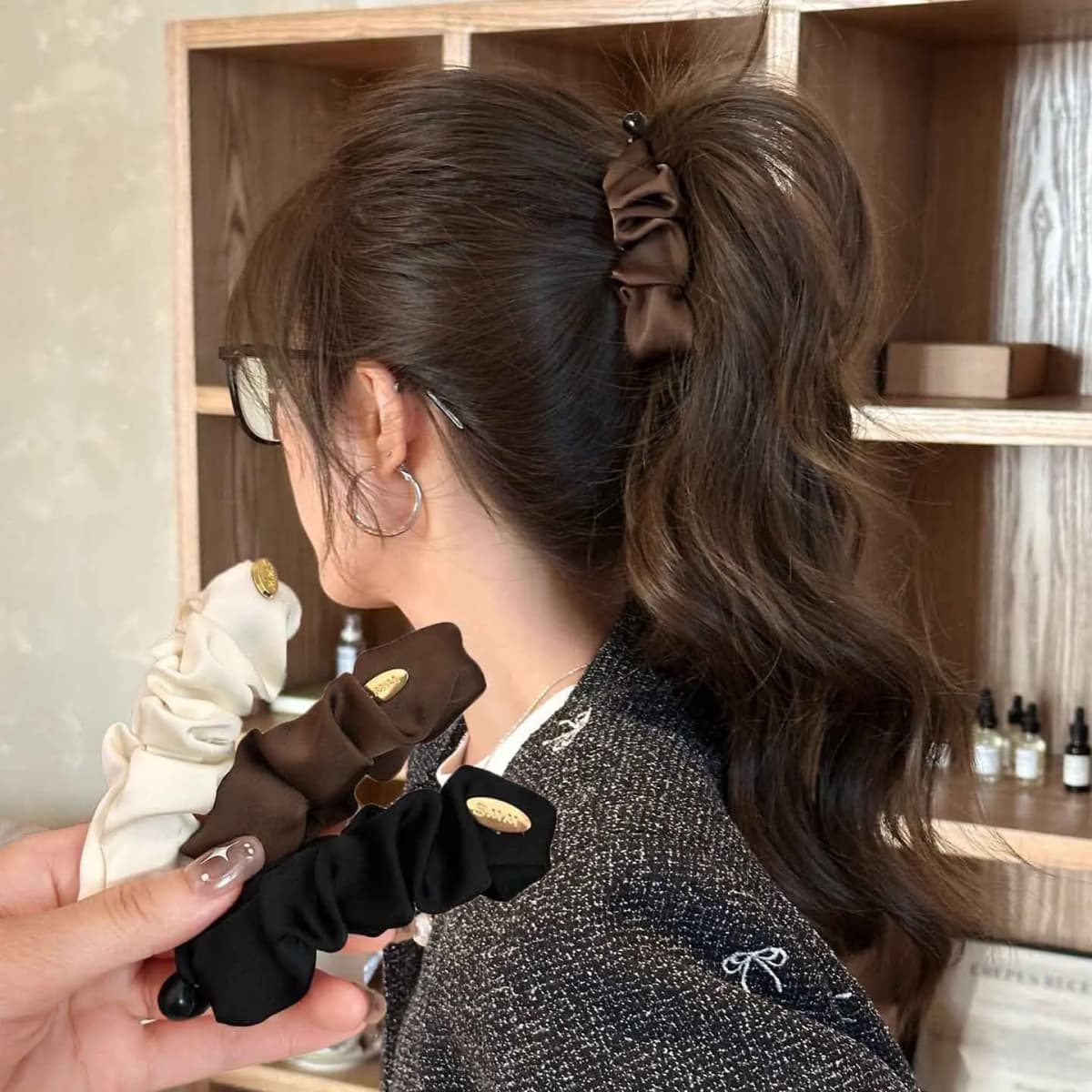 Elegant Solid Fold Fabric Banana Hairpin For Women Girls High Ponytail Holder Hair Clip Barrette Fashion Hair Accessories