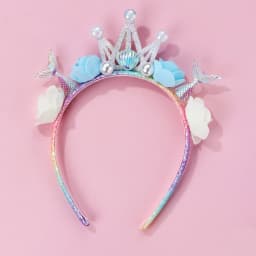 Ocean-Themed Glitter Headband, Featuring Glittery Ocean Elements Paired with Pearl Decorations, Crown Flower Mermaid Headband, with a Dreamy and Exquisite Design, Suitable for Beach-Themed Parties, Dress-Up Occasions, and More, with a Sweet Style
