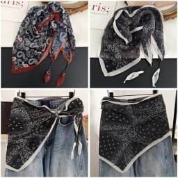 Elegant Multi-functional Floral Triangle Scarf cotton Floral Waist Belt Triangle Tie-Dye Women's Necktie Summer