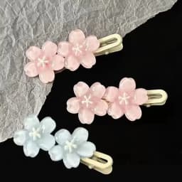 Jelly Cherry Blossom Hair Clips Pink Blue Flower Hairpins for Girl Romantic Wave Side Bangs Barrettes Kawaii BB Hair Accessories