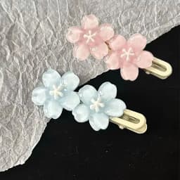 Jelly Cherry Blossom Hair Clips Pink Blue Flower Hairpins for Girl Romantic Wave Side Bangs Barrettes Kawaii BB Hair Accessories
