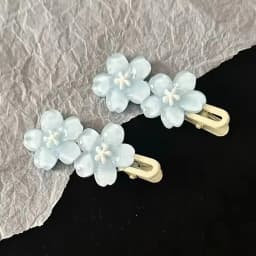 Jelly Cherry Blossom Hair Clips Pink Blue Flower Hairpins for Girl Romantic Wave Side Bangs Barrettes Kawaii BB Hair Accessories