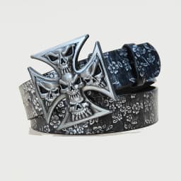 Luxury Designer Gothic Punk Belt for Men And Women Cross Buckle plus Size Silver Flora Black Waistband for Jeans Skirt Dress