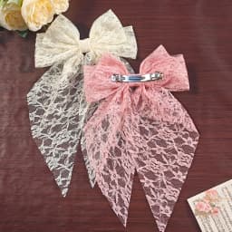 3pcs large fairy butterfly bow duckbill hair clips, featuring long flowing design, delicate lace ribbon and hollow carving. S