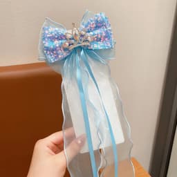 Children's Braided Hair Bow Accessories Princess Crown Hairpin Super Fairy Girl Ponytail Streamer Headgear Spring Clip Top