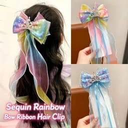 Children's Braided Hair Bow Accessories Princess Crown Hairpin Super Fairy Girl Ponytail Streamer Headgear Spring Clip Top