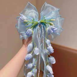 Elegant Lily Valley Bow Barrettes Fresh Floral Hair Clips Vintage Ancient Style Sweet Back Head Ornaments Delicate Ladies
