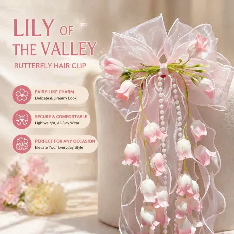Elegant Lily Valley Bow Barrettes Fresh Floral Hair Clips Vintage Ancient Style Sweet Back Head Ornaments Delicate Ladies
