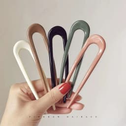 1PC Solid Color U-Shaped Hair Fork Fashion Acetate Hairpin Geometric Design Headwear French Acrylic Sticks Women Girls