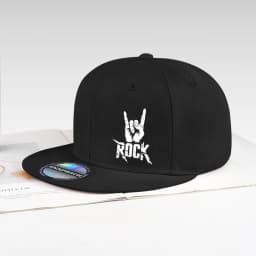 Cool Rock Hand Printed Black Snapback Adjustable Casual Hip Hop Outdoor Unisex Hard Brim Baseball Cap For Men