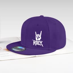 Cool Rock Hand Printed Black Snapback Adjustable Casual Hip Hop Outdoor Unisex Hard Brim Baseball Cap For Men
