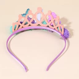 Cartoon Purple Mermaid Crown Headband Girls Baby Birthday Party Hairband Flower Sea Style Headdress