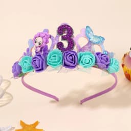 Cartoon Purple Mermaid Crown Headband Girls Baby Birthday Party Hairband Flower Sea Style Headdress