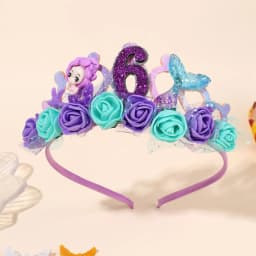 Cartoon Purple Mermaid Crown Headband Girls Baby Birthday Party Hairband Flower Sea Style Headdress