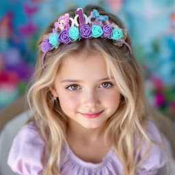 Cartoon Purple Mermaid Crown Headband Girls Baby Birthday Party Hairband Flower Sea Style Headdress