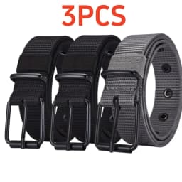 3pcs Men's Casual Canvas Belt, Golf Belt, Durable Outdoor Sports Pants Belt, Jeans Belt, Suitable for Daily Leisure and Sports